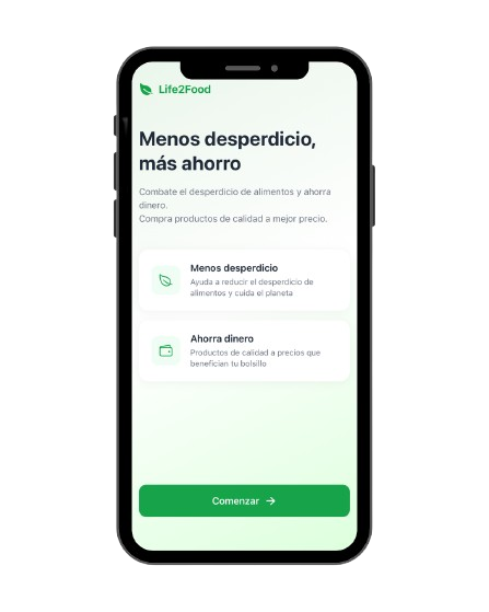 Pantalla de inicio de la app