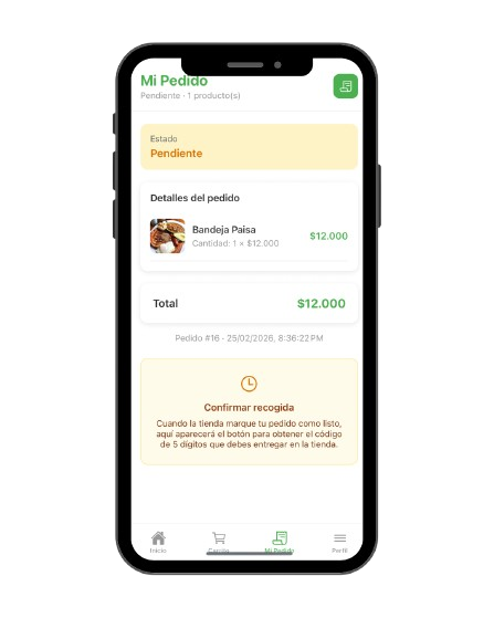 Pantalla de tu pedido en la app